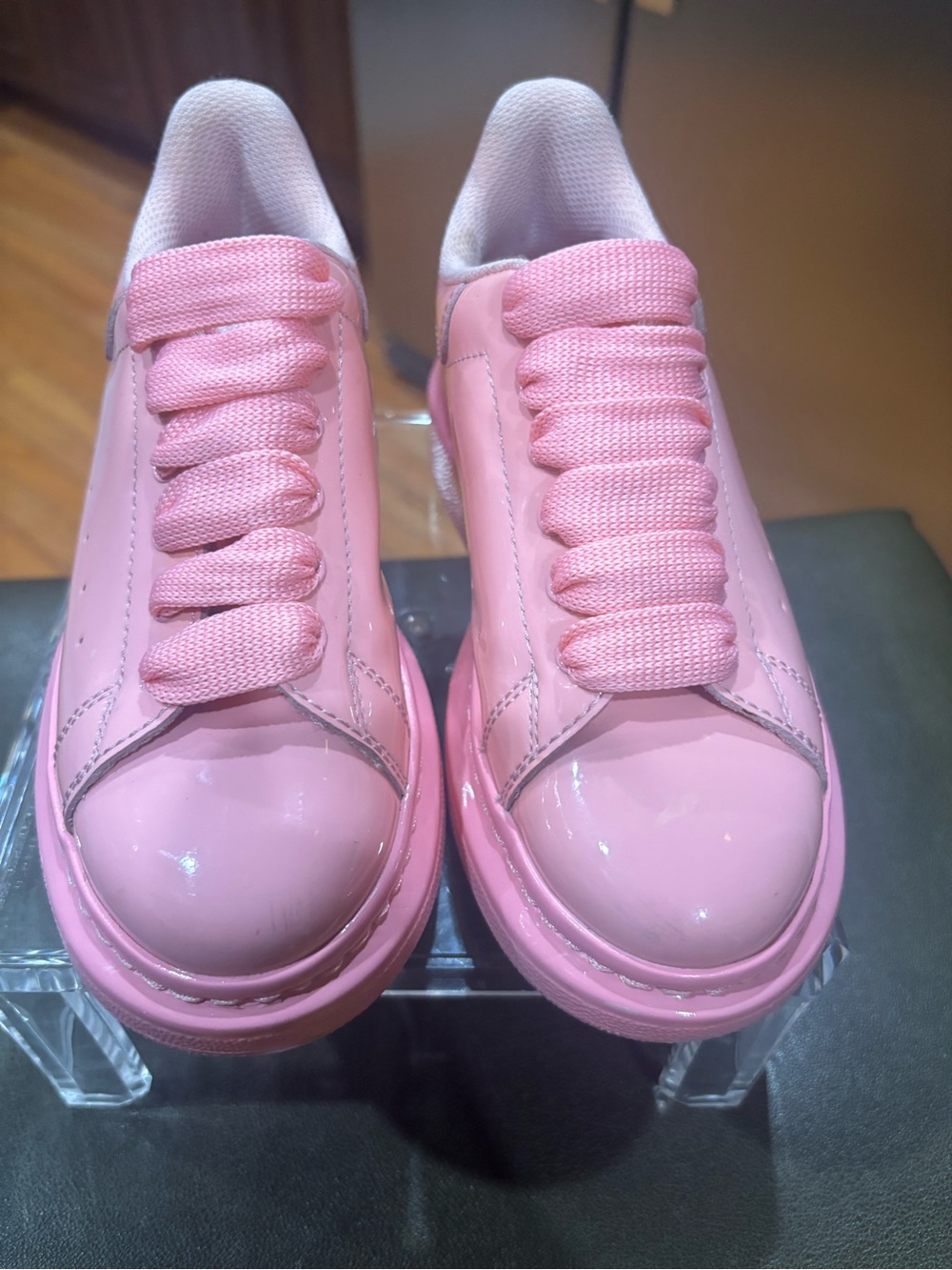 Alexander McQueen Oversized Kids Girls Low-Top Sneakers Pink Patent EU29/US11.5
